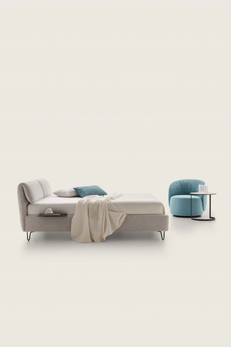 Klizia — Bed with a foldable and adjustable headboard and customizable bed frame.