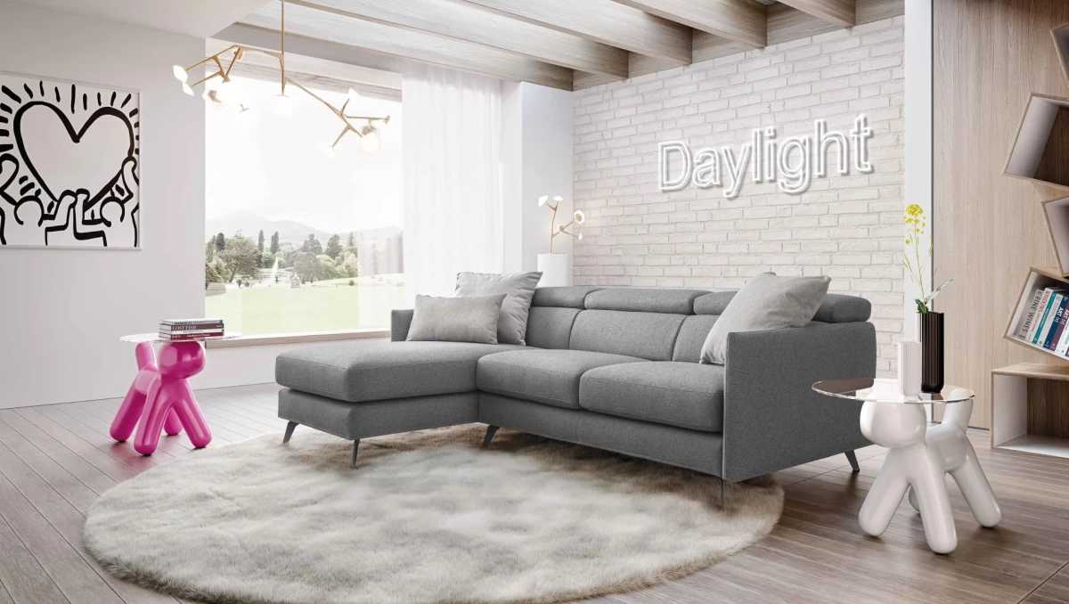 Vanessa — Modern sofa with adjustable headrests and asymmetrical corner seating.