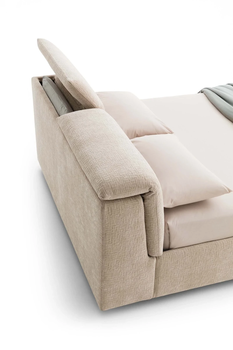 Apollo — Bed with an adjustable headrest in 7 positions and a side storage compartment.