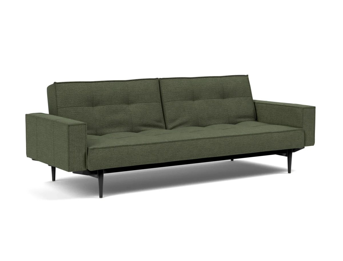 Splitback Styletto Sofa Bed Black Wood With Arms