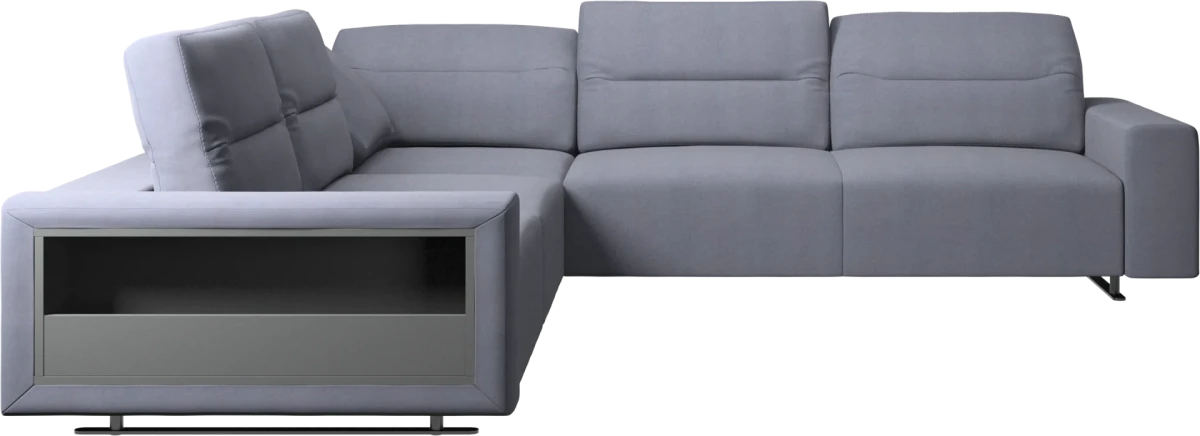 Hampton corner sofa with adjustable back and storage on left side