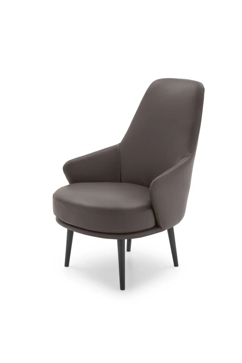 Amy — Modern fixed or swivel armchair with a minimalist design and small armrests.