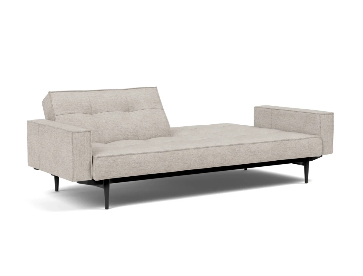 Splitback Styletto Sofa Bed Black Wood With Arms