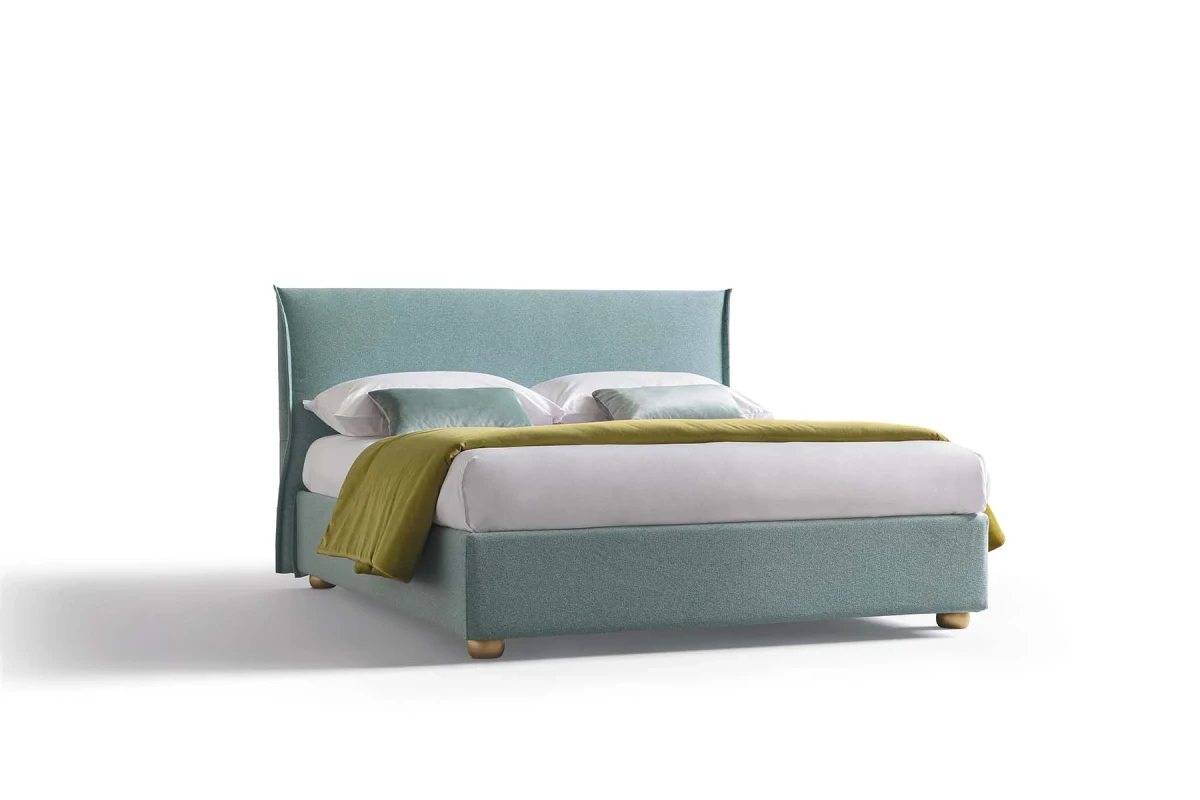 Hesperis — Space-saving bed with a simple, curved padded headboard.