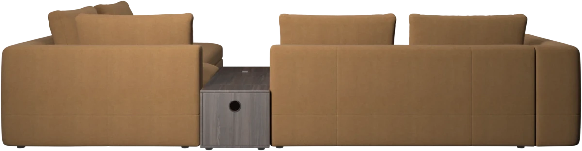 Bergamo corner sofa with lounging unit and footstool w/storage