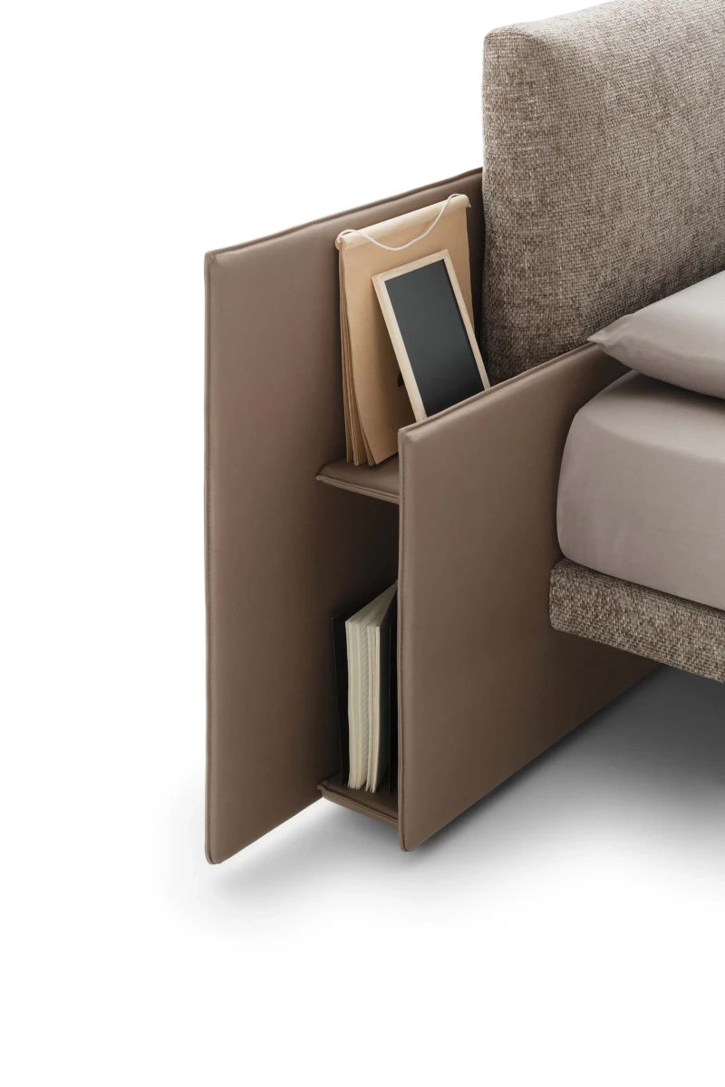 Opera — Bookcase bed with headboard featuring large cushions.