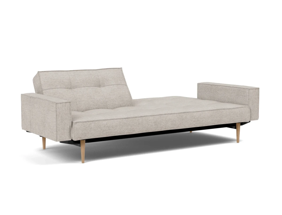 Splitback Styletto Sofa Bed Light Wood With Arms
