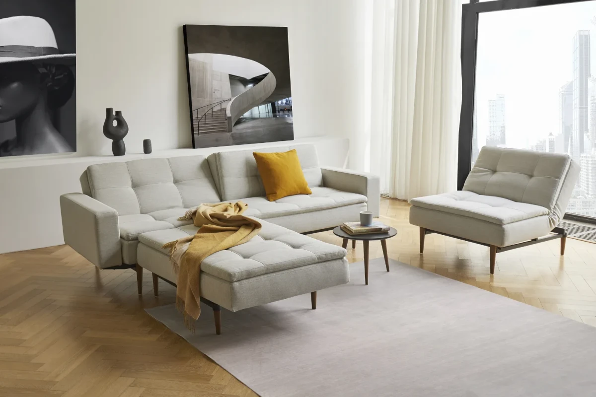 Dublexo Styletto Sofa Bed Dark Wood With Arms