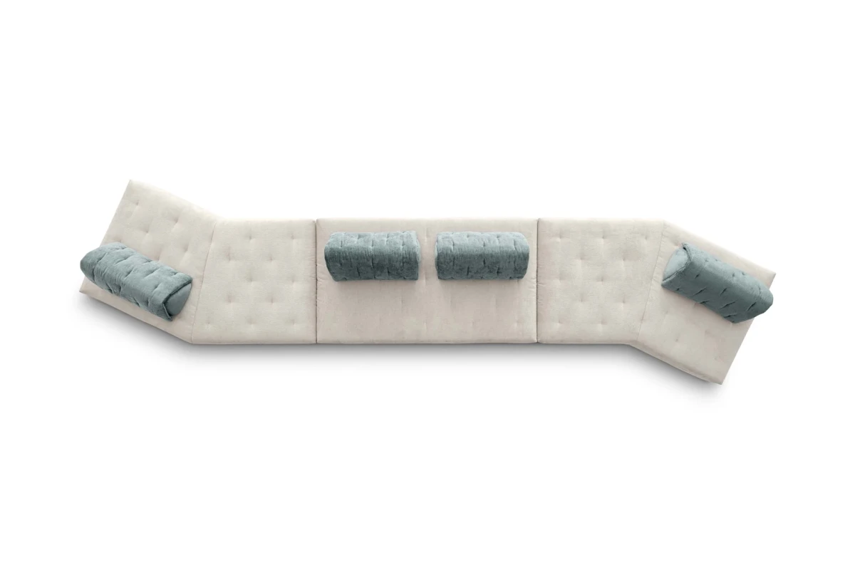 Houston light — Space-saving low modular sofa with light quilting on the seat and backrests.