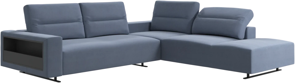 Hampton corner sofa with adjustable back and storage on left side