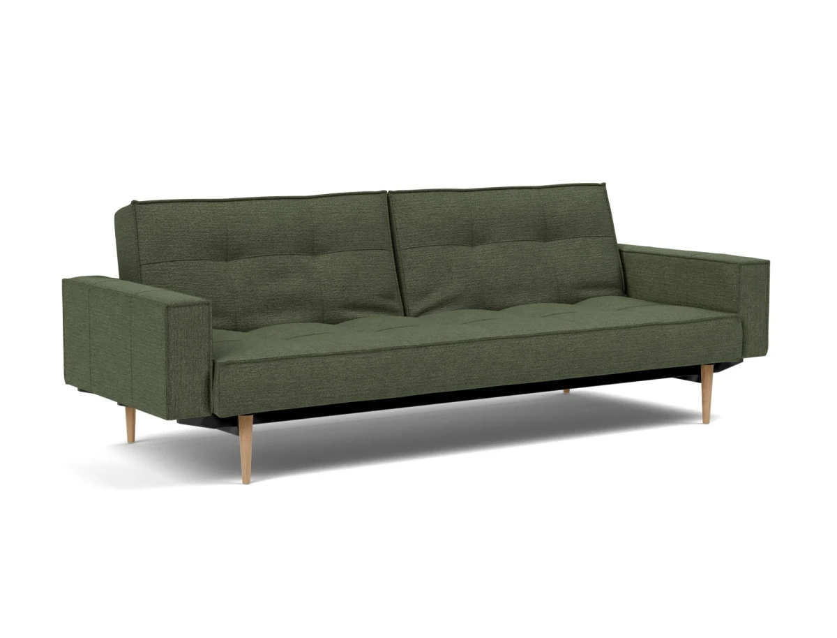 Splitback Styletto Sofa Bed Light Wood With Arms