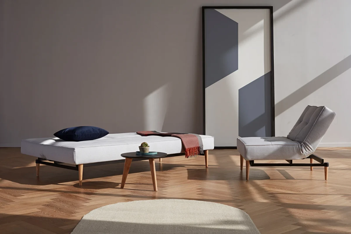 Splitback Styletto Sofa Bed Light Wood