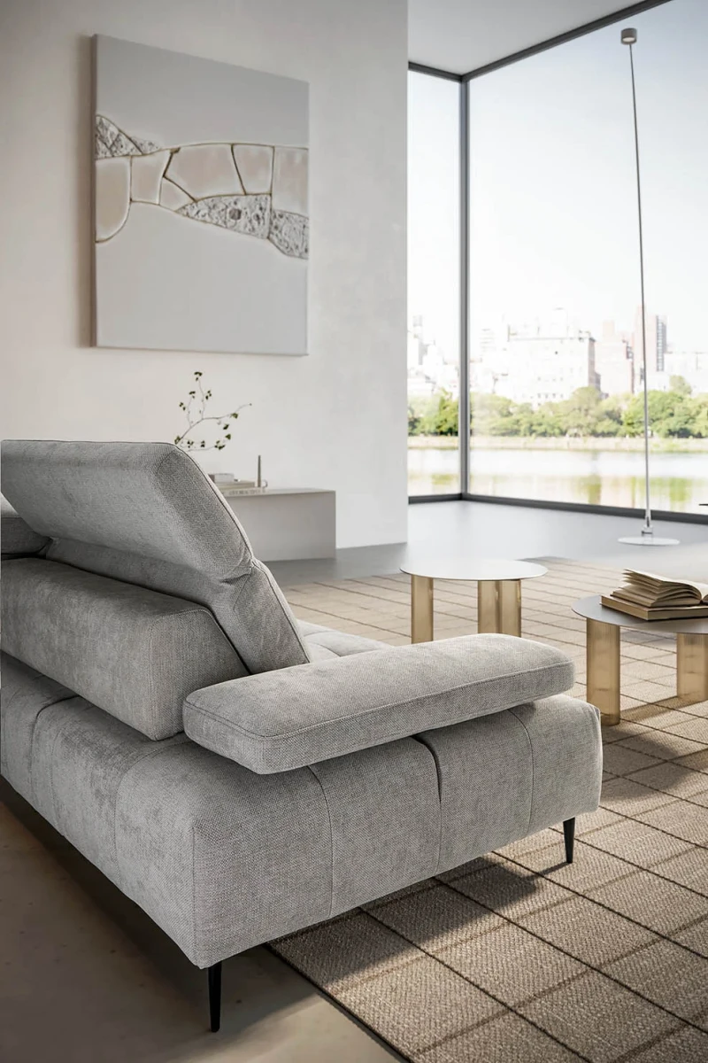 Joplin — Quilted modular sofa with adjustable headrests and armrests, and sliding backrests