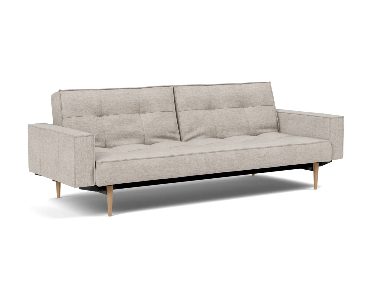 Splitback Styletto Sofa Bed Light Wood With Arms