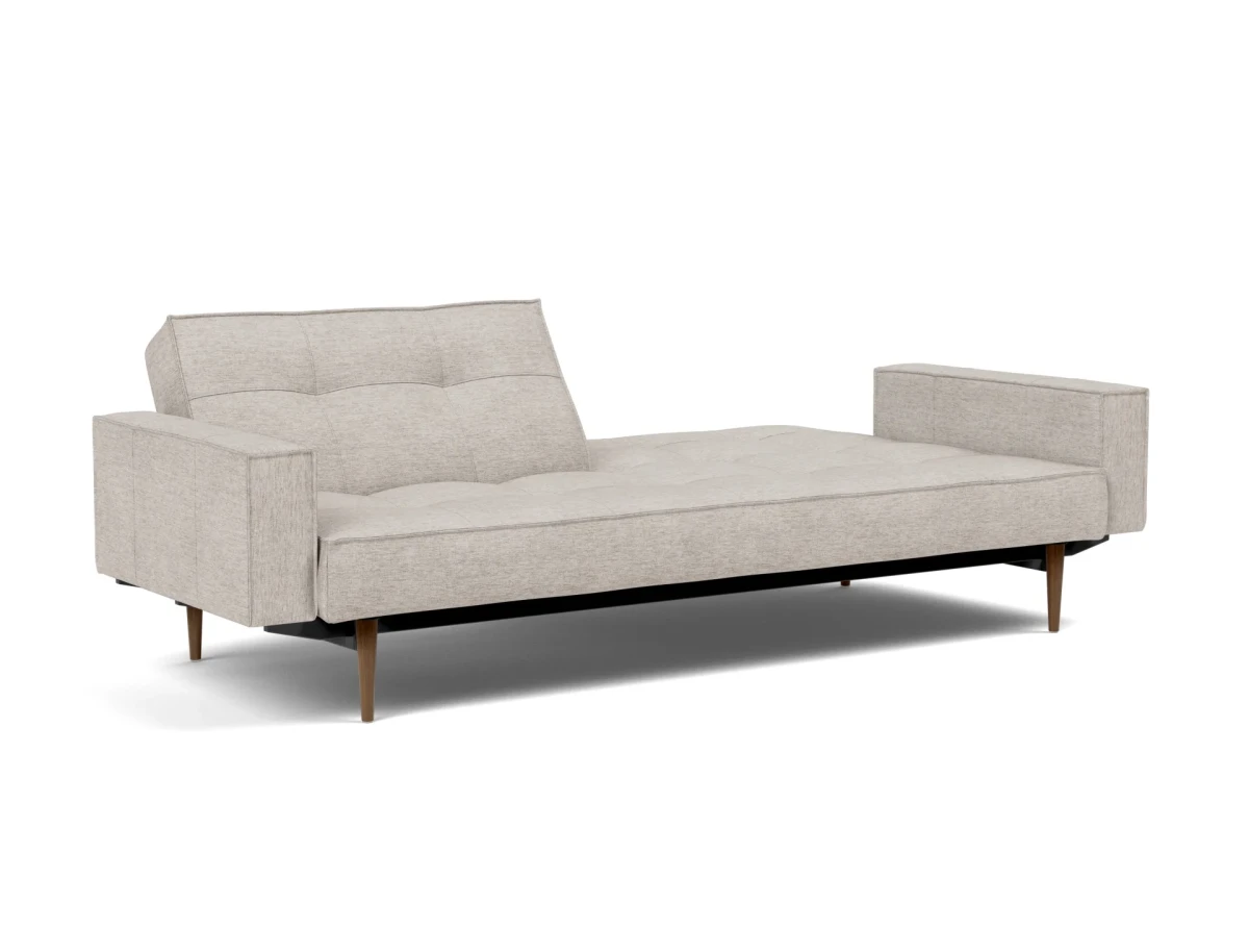 Splitback Styletto Sofa Bed Dark Wood With Arms
