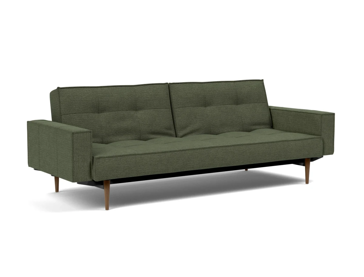 Splitback Styletto Sofa Bed Dark Wood With Arms