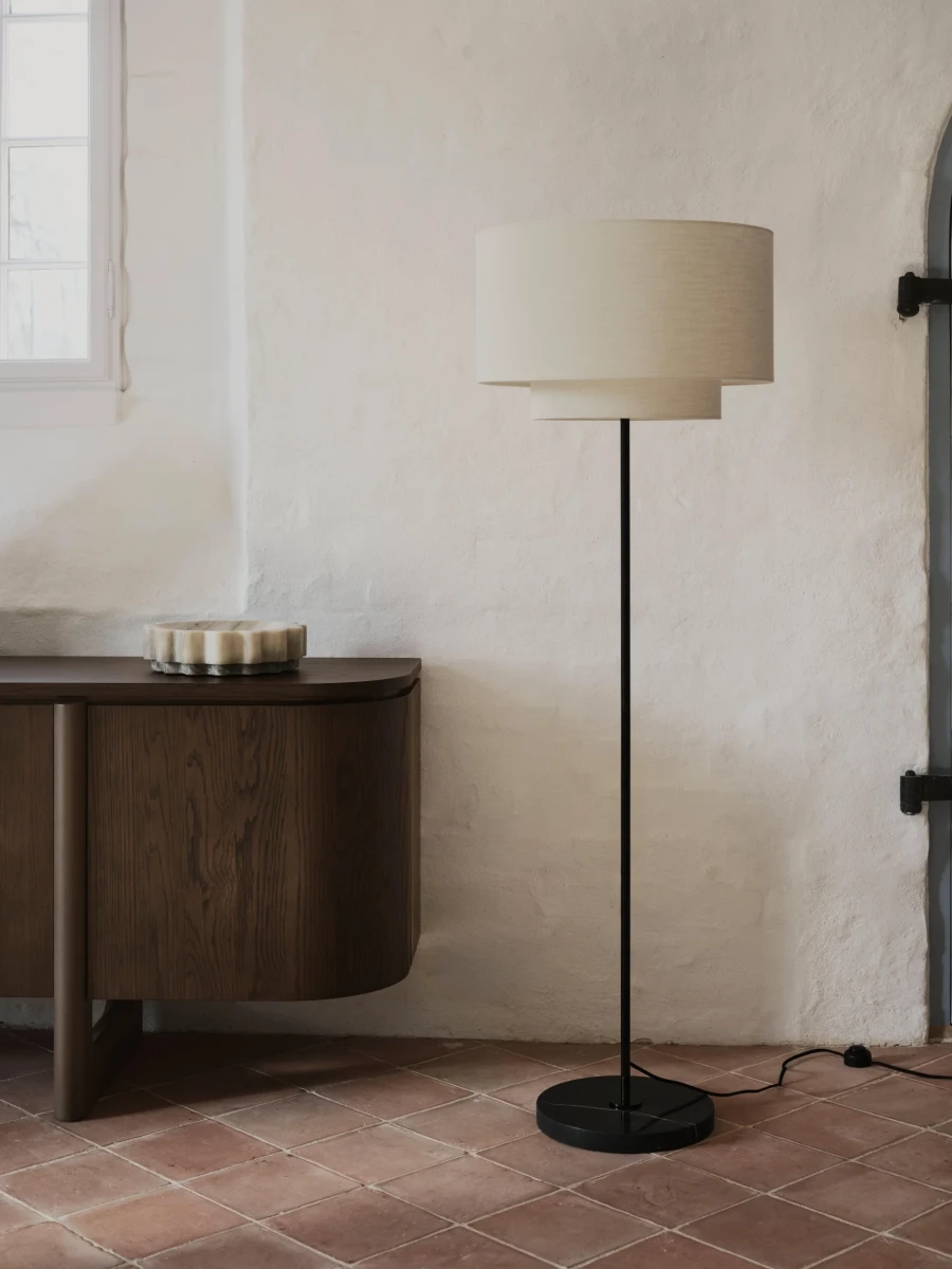 Drum floor lamp marble/metal
