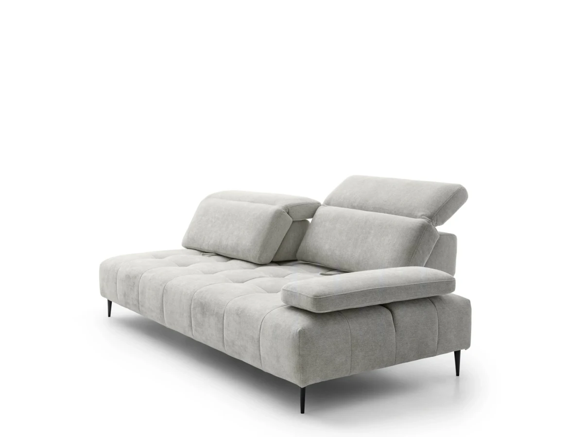 Joplin — Quilted modular sofa with adjustable headrests and armrests, and sliding backrests