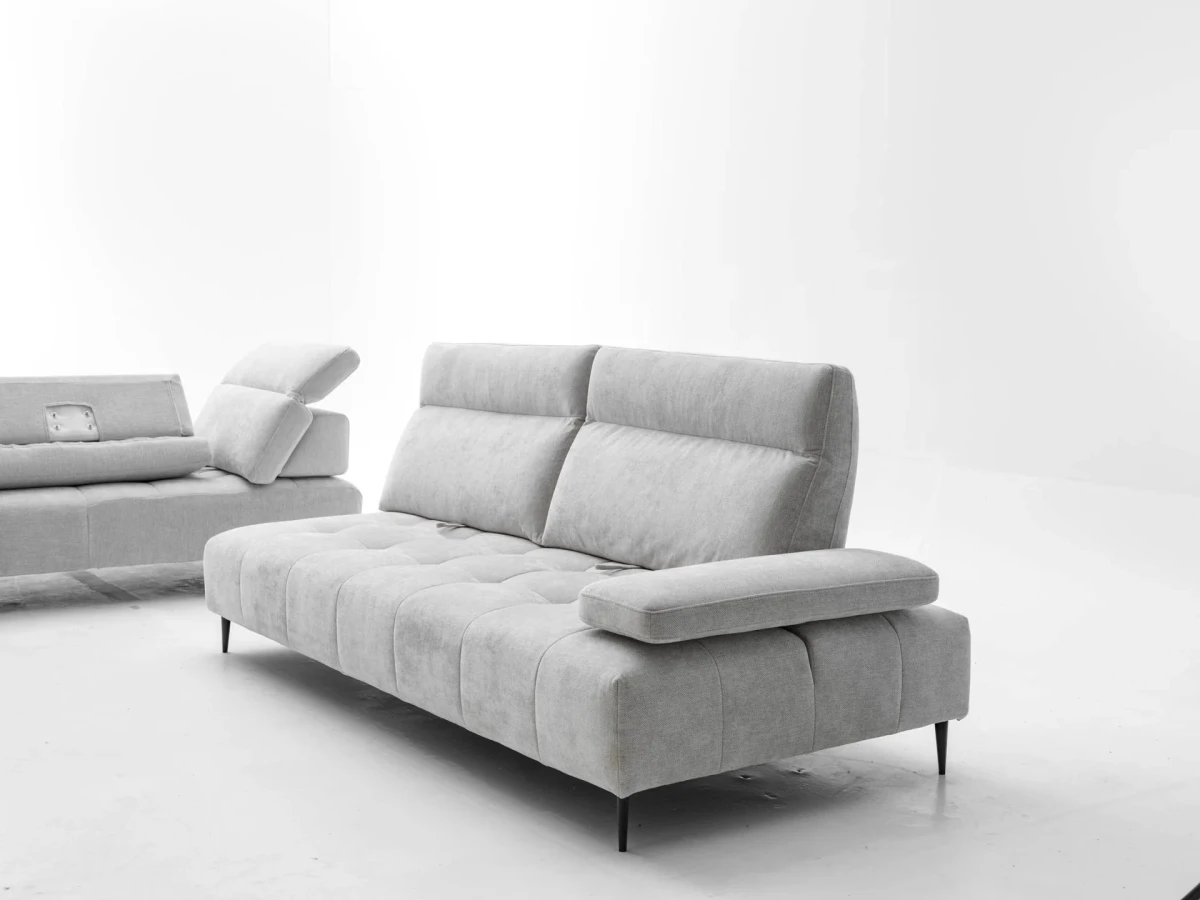 Joplin — Quilted modular sofa with adjustable headrests and armrests, and sliding backrests