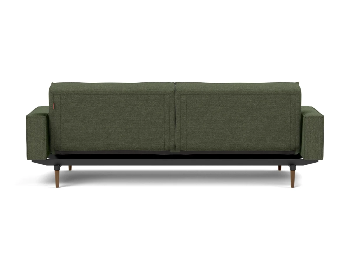 Splitback Styletto Sofa Bed Dark Wood With Arms