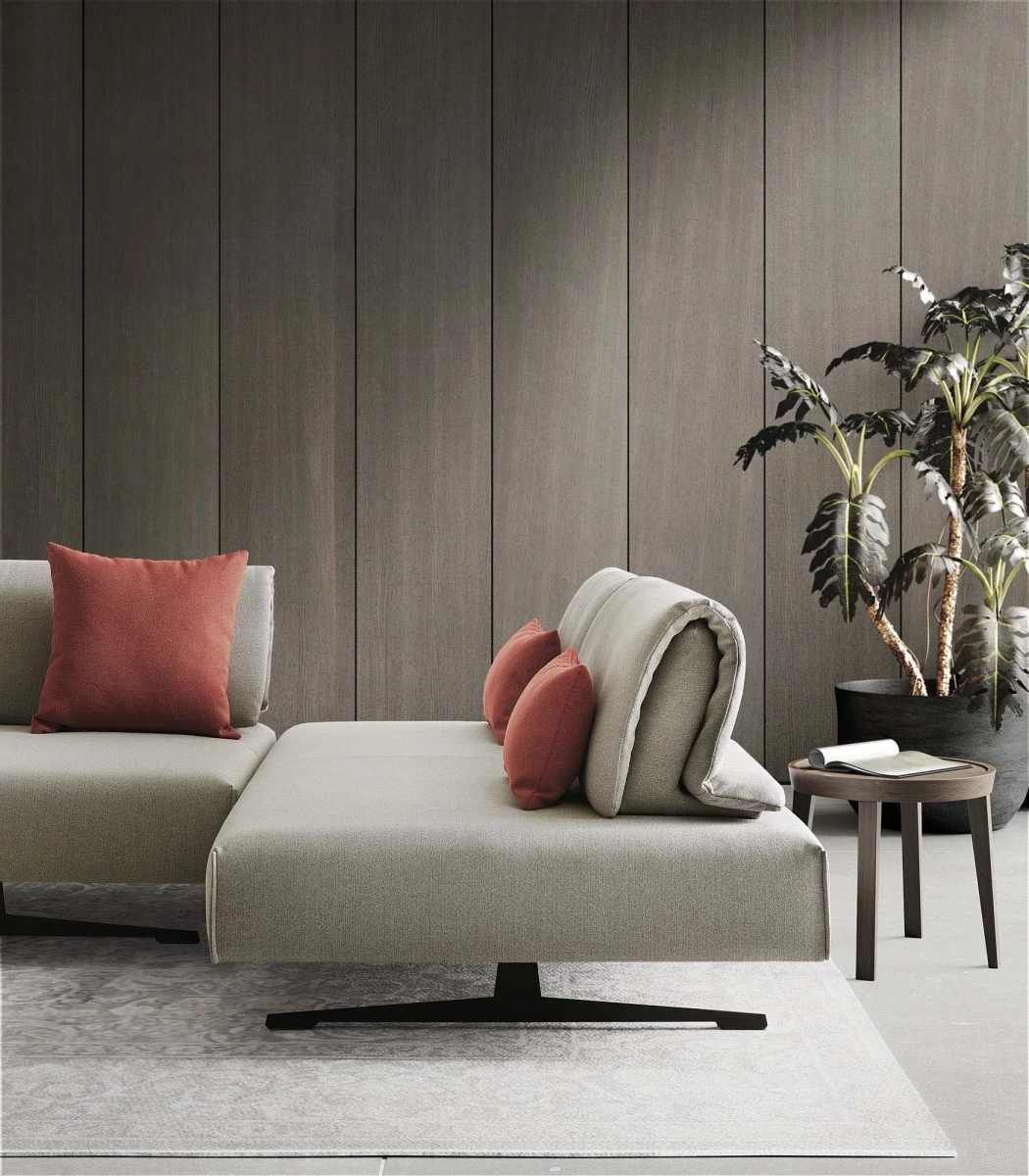 Abbraccio Light — Space-saving modular modern sofa with movable backrests.