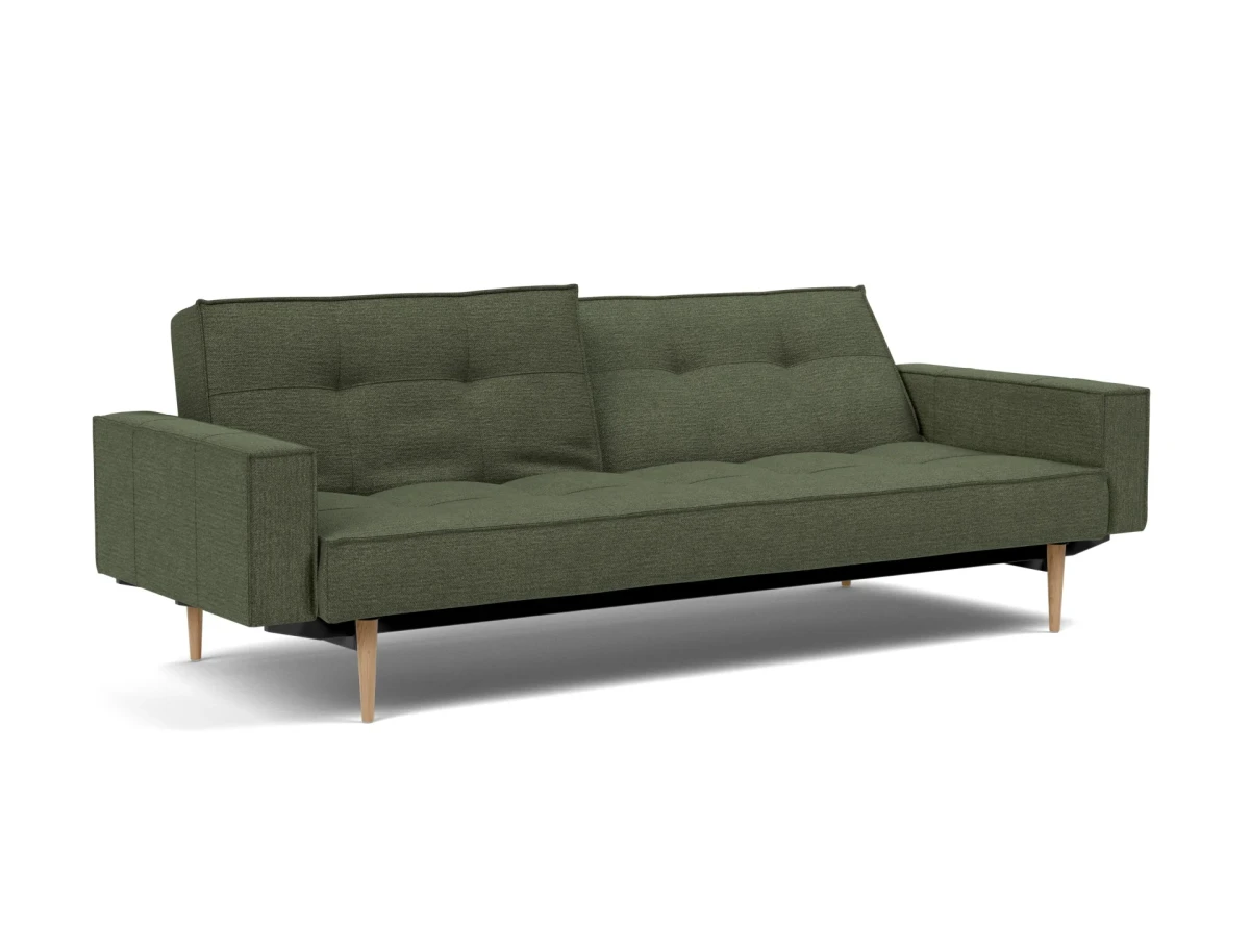Splitback Styletto Sofa Bed Light Wood With Arms