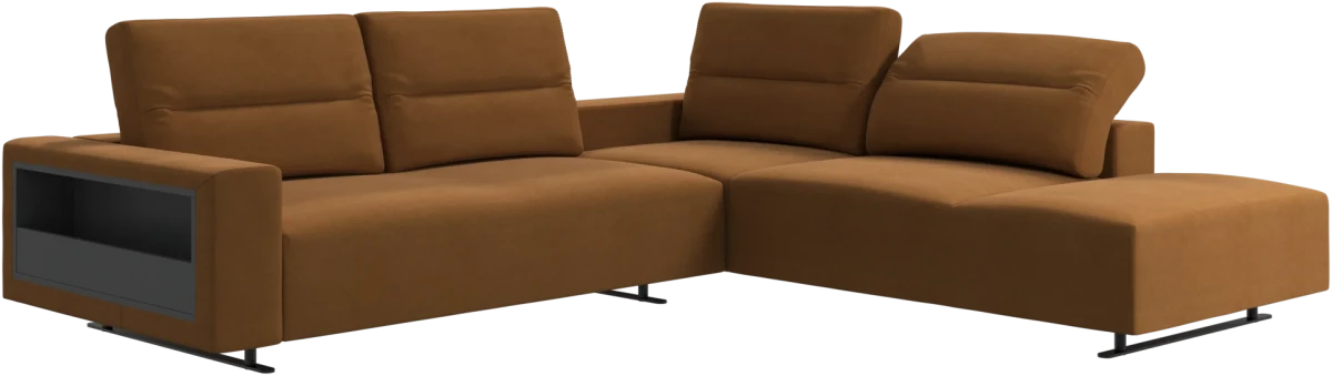 Hampton corner sofa with adjustable back and storage on left side