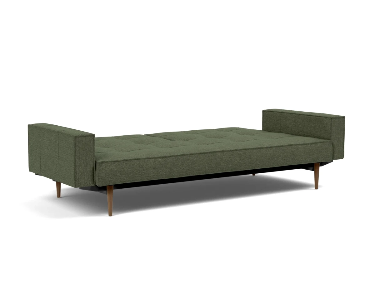 Splitback Styletto Sofa Bed Dark Wood With Arms