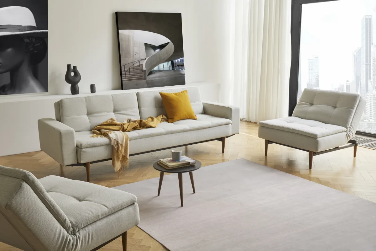 Dublexo Styletto Sofa Bed Dark Wood With Arms