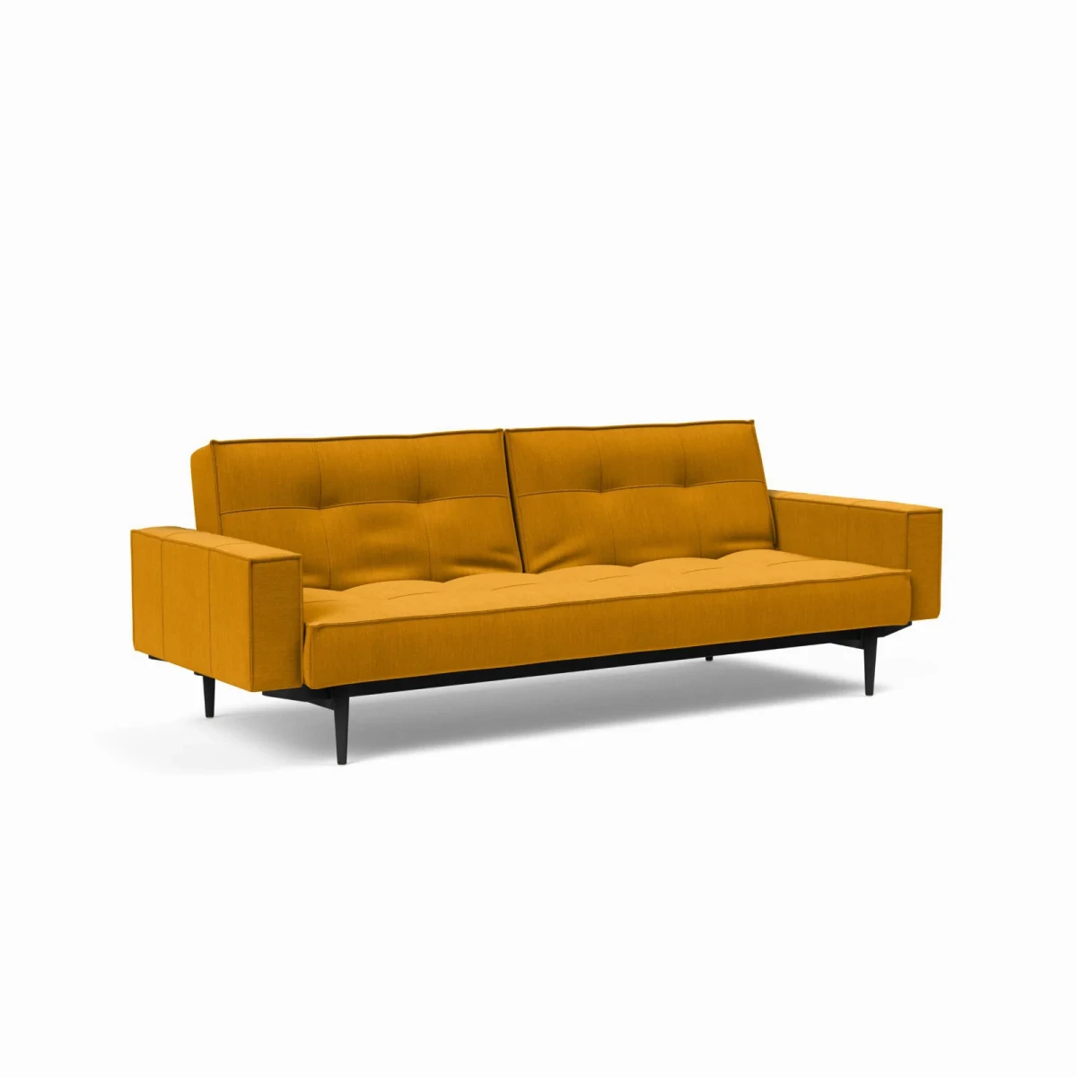 Splitback Styletto Sofa Bed Black Wood With Arms