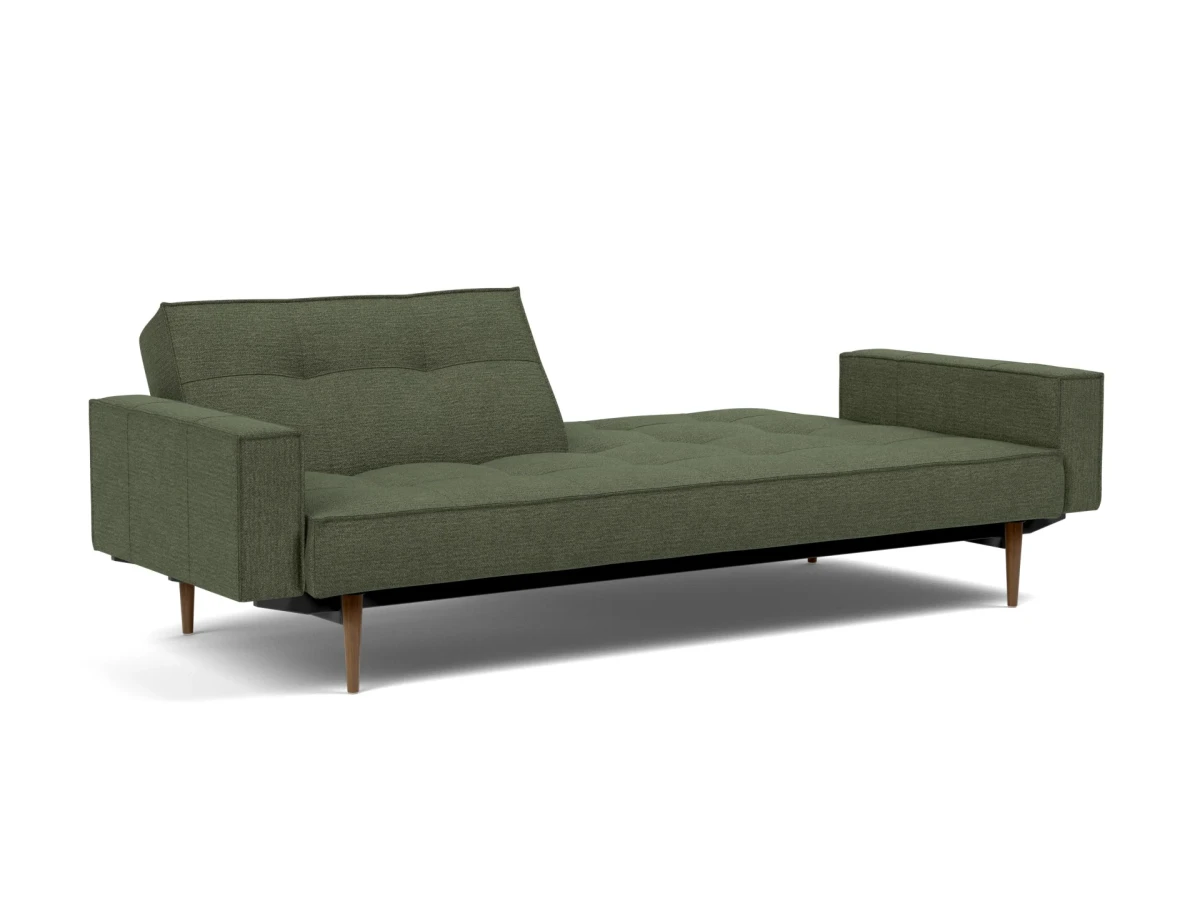Splitback Styletto Sofa Bed Dark Wood With Arms