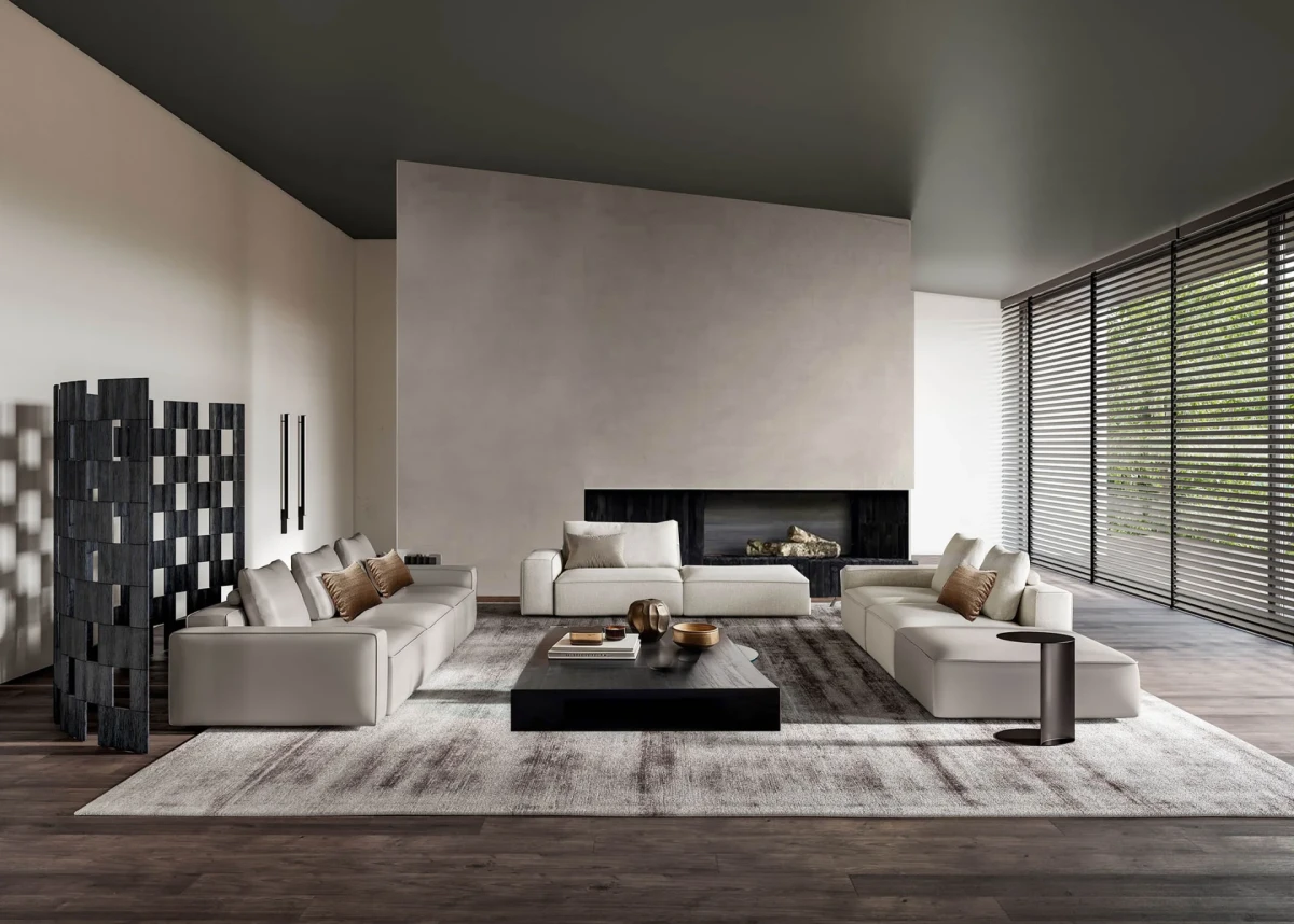 Adam — Modern sofa with square shapes and customisable backrests