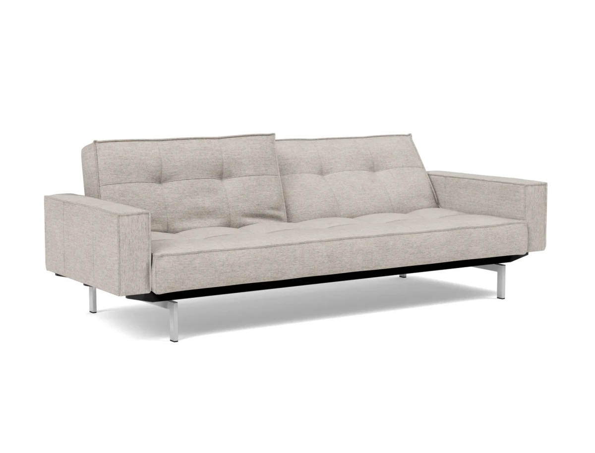 Splitback Chrome Sofa Bed With Arms