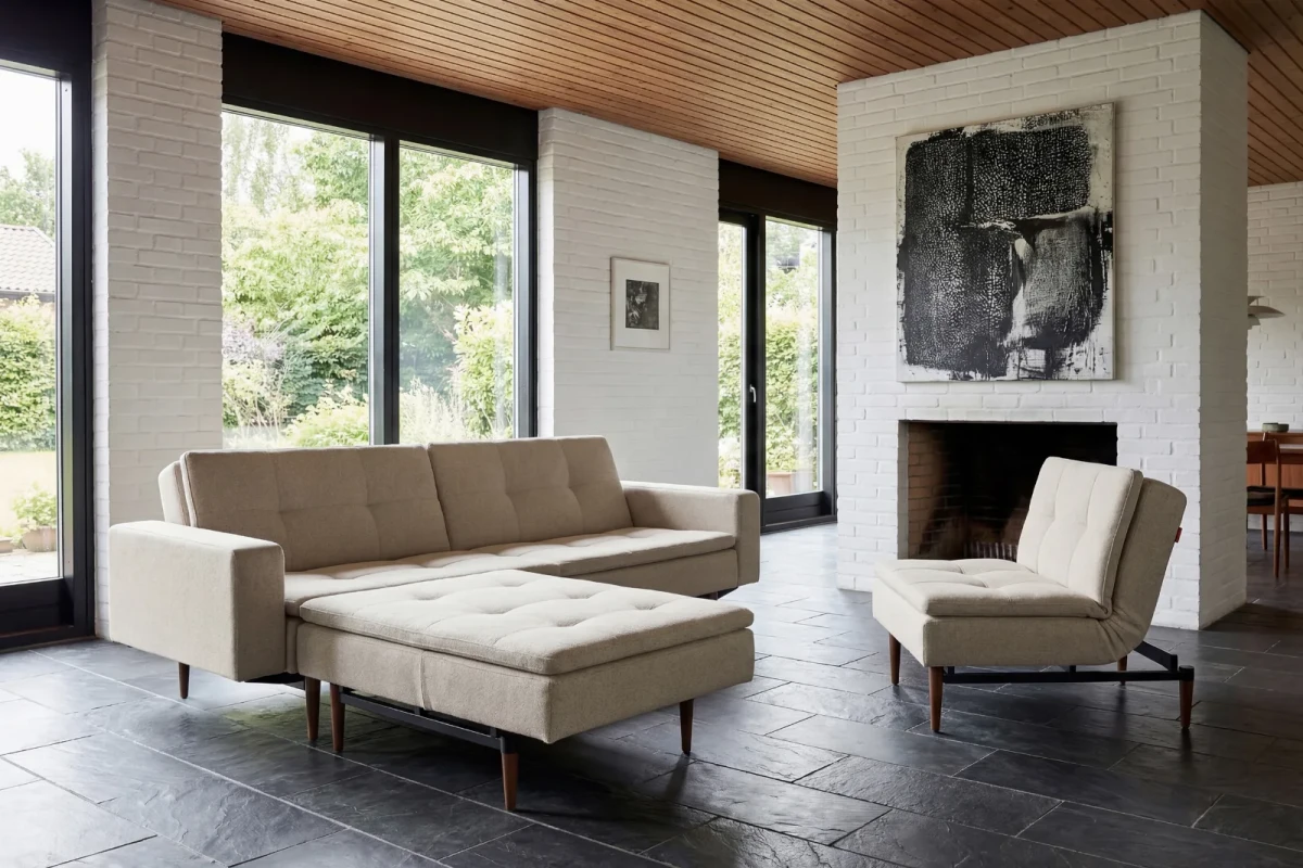 Dublexo Styletto Sofa Bed Dark Wood With Arms