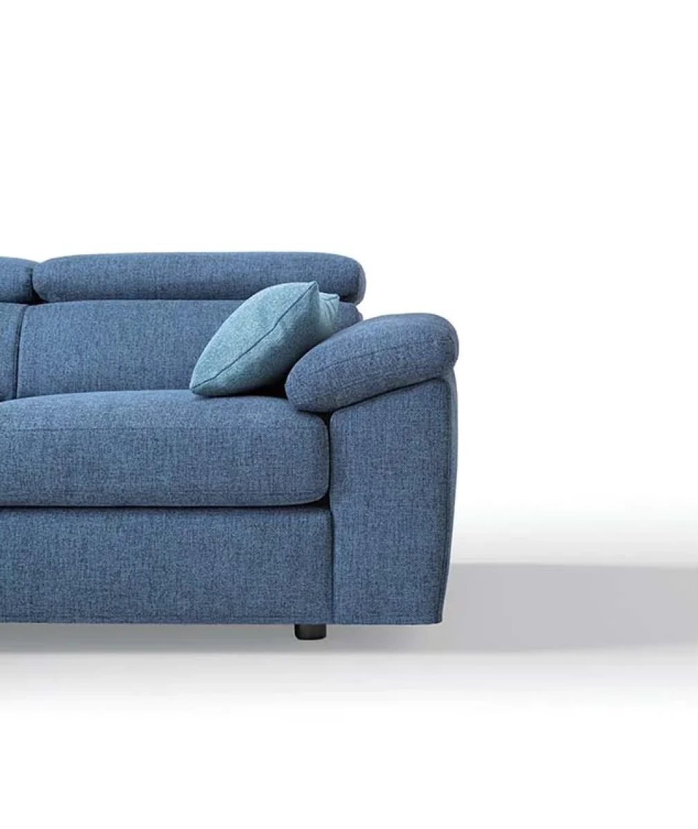 Adela — Classic sofa with storage, adjustable headrests, and extendable footrests. Simple armrests.