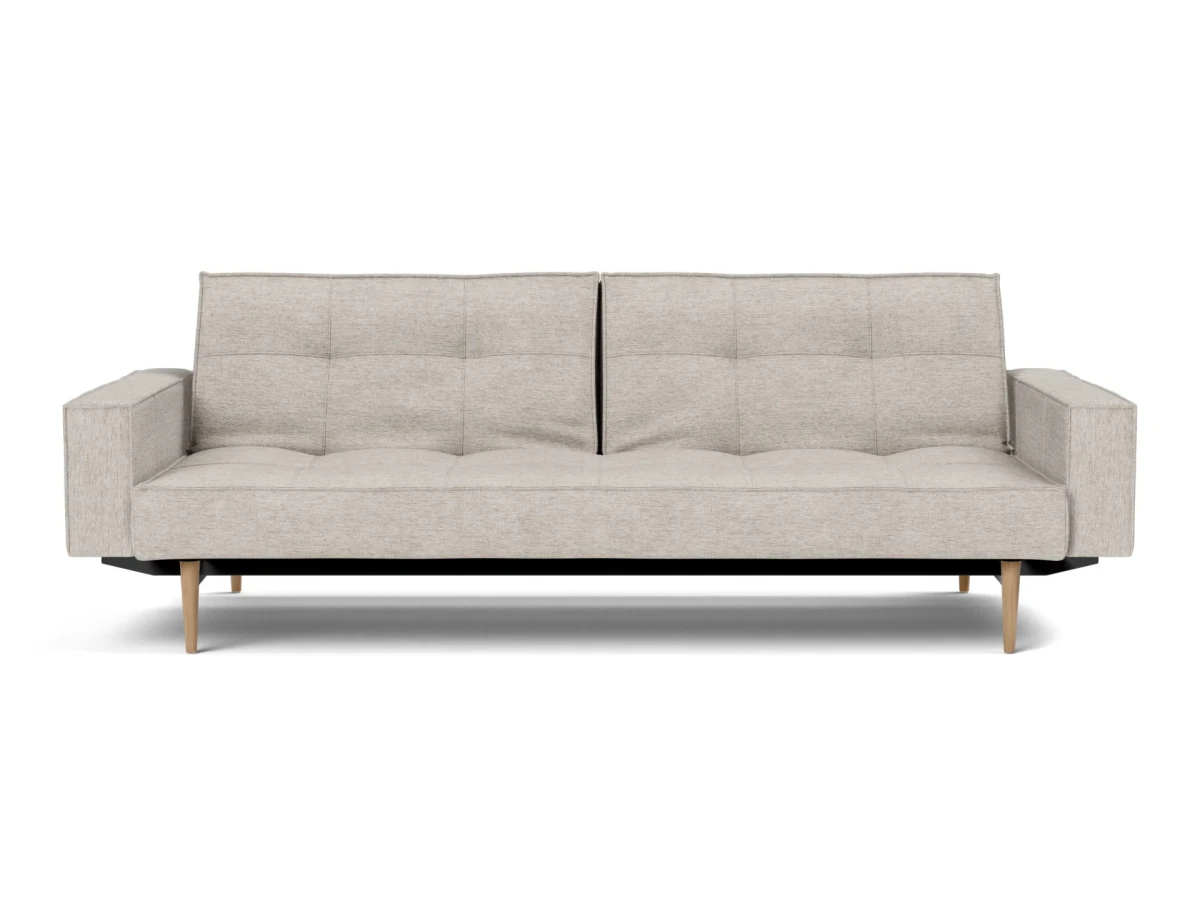 Splitback Styletto Sofa Bed Light Wood With Arms