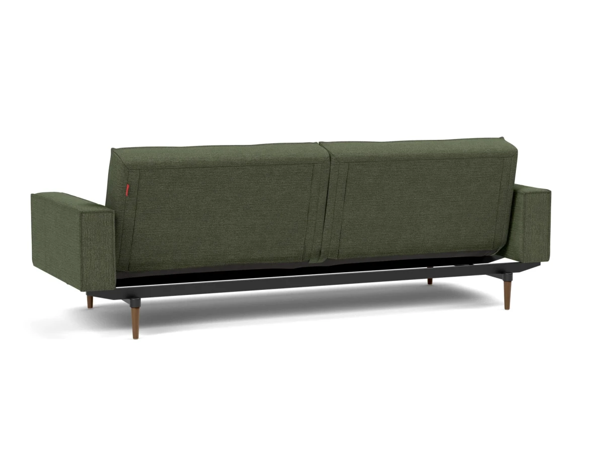 Splitback Styletto Sofa Bed Dark Wood With Arms