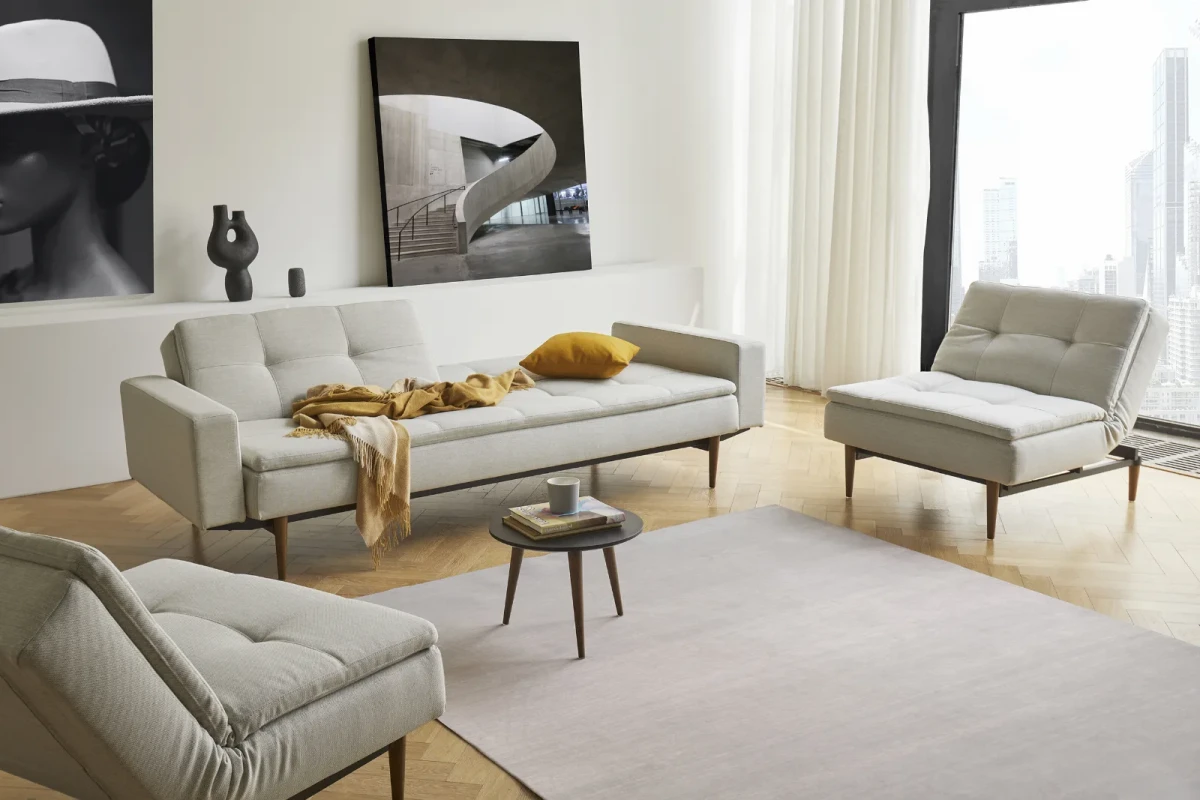 Dublexo Styletto Sofa Bed Dark Wood With Arms