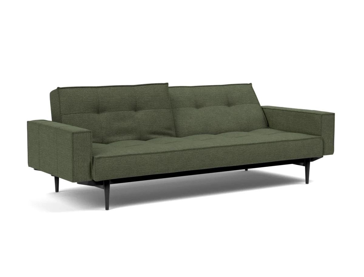 Splitback Styletto Sofa Bed Black Wood With Arms