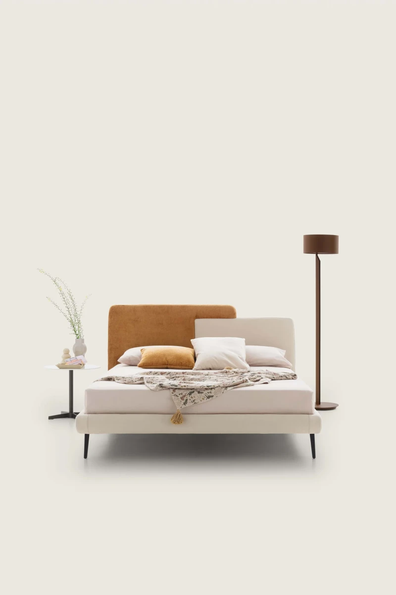 Together — Bed with a modern upholstered headboard in a puzzle style
