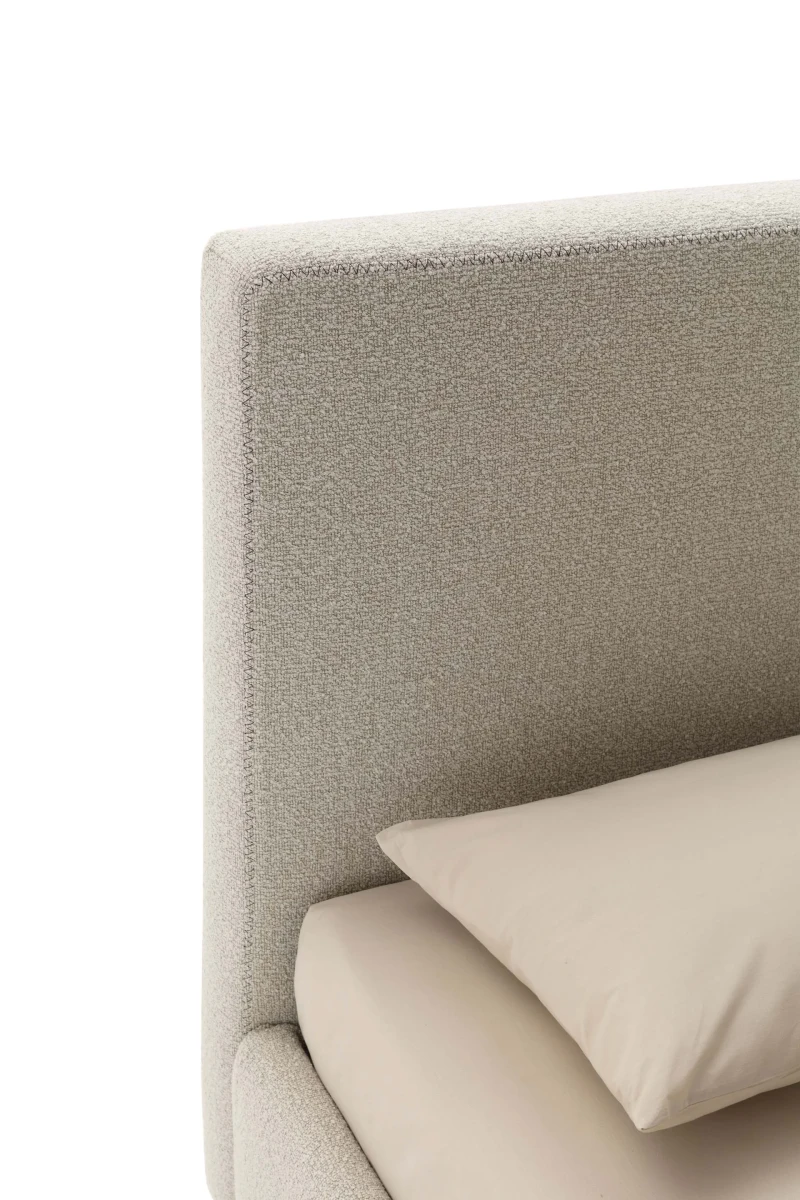 Illy — Modern minimalist bed with a wide, linear headboard.