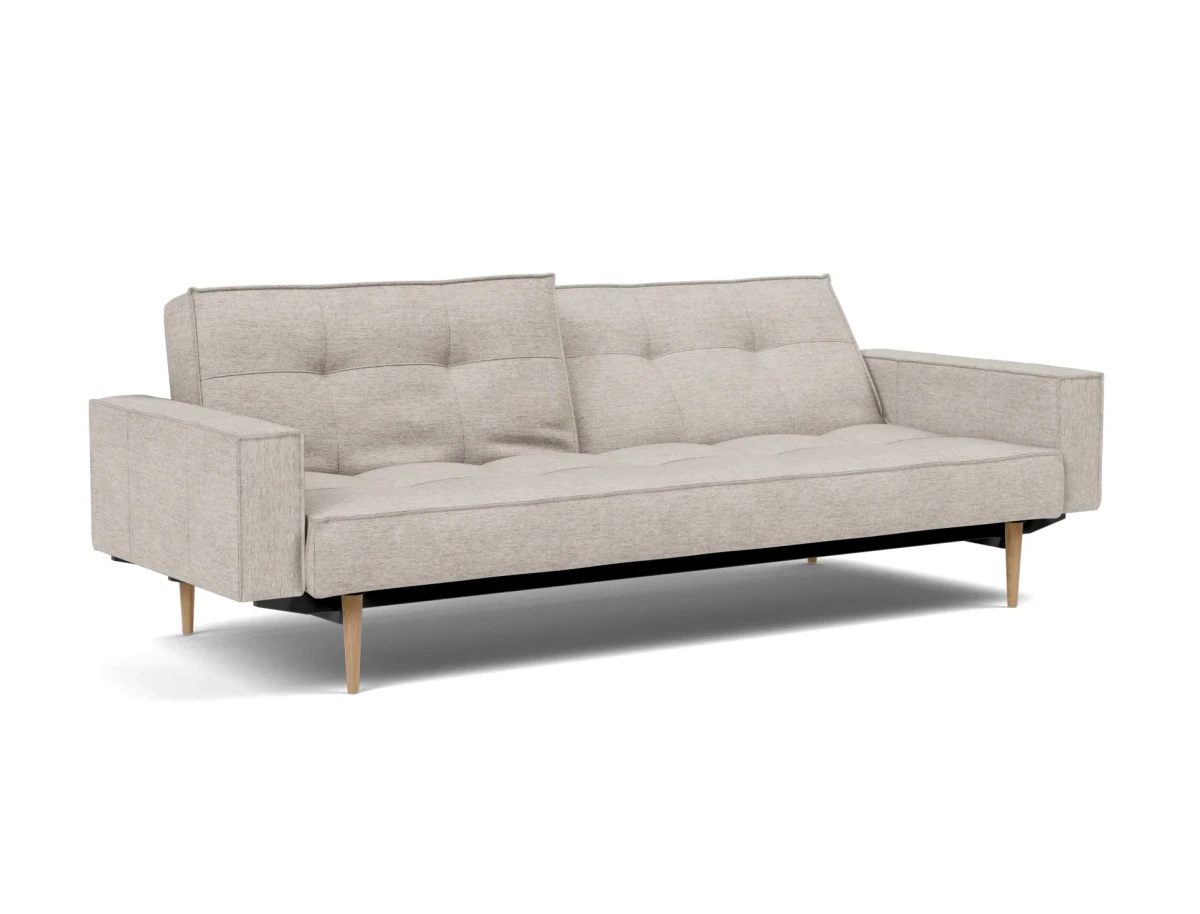 Splitback Styletto Sofa Bed Light Wood With Arms