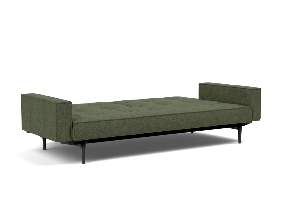 Splitback Styletto Sofa Bed Black Wood With Arms