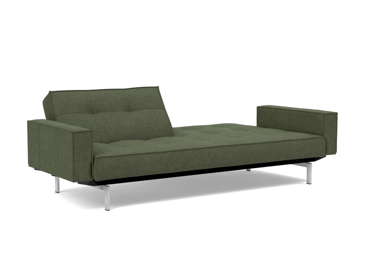 Splitback Chrome Sofa Bed With Arms