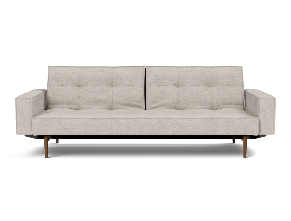 Splitback Styletto Sofa Bed Dark Wood With Arms