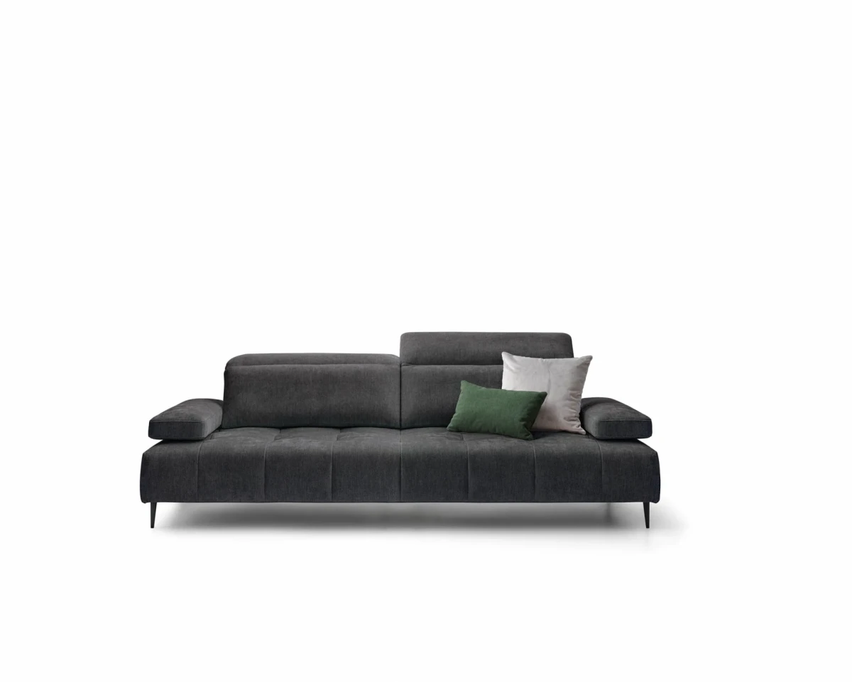 Joplin — Quilted modular sofa with adjustable headrests and armrests, and sliding backrests