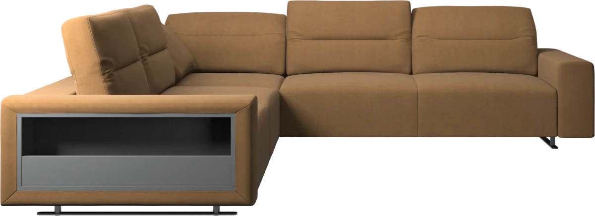 Hampton corner sofa with adjustable back and storage on left side
