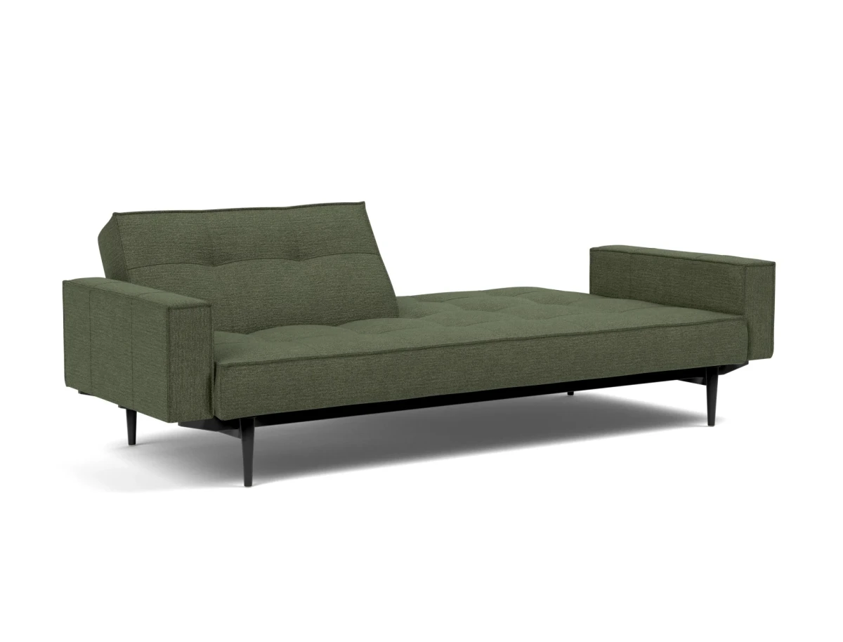 Splitback Styletto Sofa Bed Black Wood With Arms