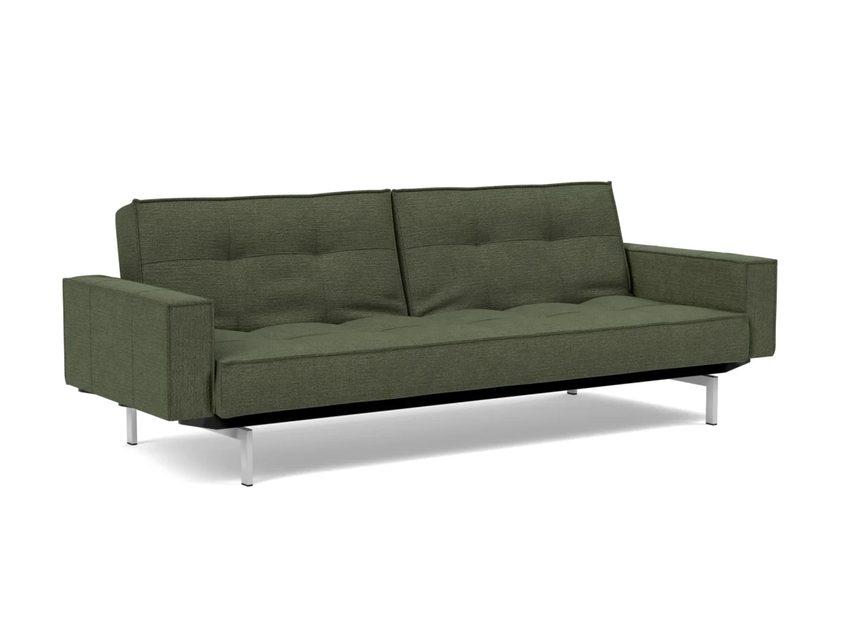 Splitback Chrome Sofa Bed With Arms