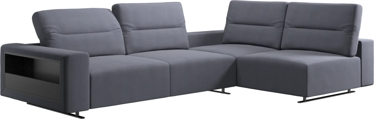 Hampton corner sofa with adjustable back and storage on right side